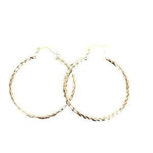 Laminated Gold Earrings Twisted Design Lightweight Fashion Jewelry Women 1 inch